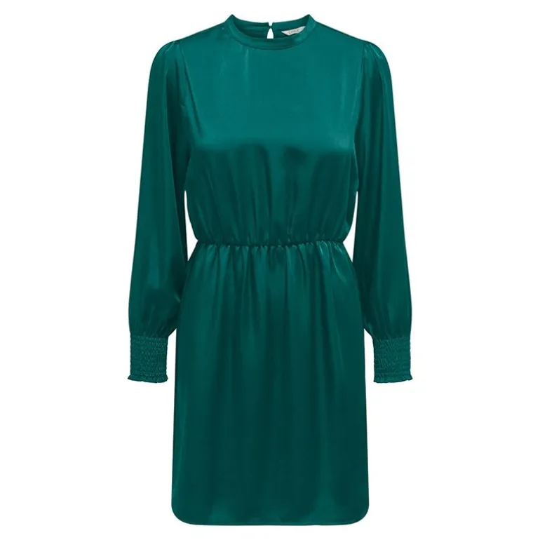 Robe manches longues cocktail noire satinée Femme ONLY