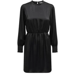 Robe manches longues cocktail noire satinée Femme ONLY