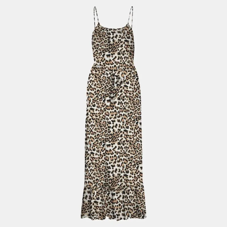 Robe maxi fines bretelles imprimé léopard décolleté rond Femme VERO MODA