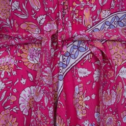 Robe mi longue asymétrique dandy imprimé fleuri fuschia Femme ANTIK BATIK