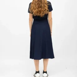 Robe mi longue marine ruby col V manches courtes Femme LA PETITE ETOILE