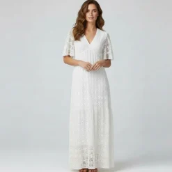 Robe miami dentelle manches courtes col v Femme HOLLY AND JOEY