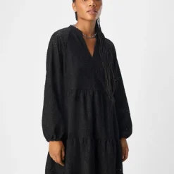 Robe midi Gia oversize col V broderie anglaise Femme OBJECT