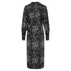Robe midi manches longues col chemise ceinture imprimé Femme ONLY