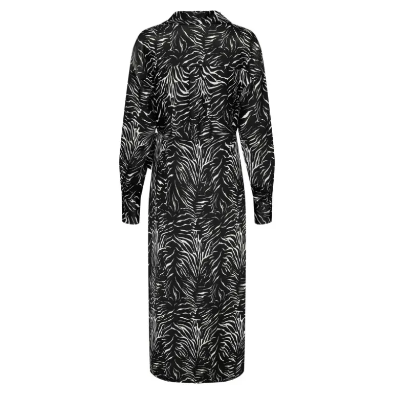 Robe midi manches longues col chemise ceinture imprimé Femme ONLY
