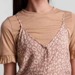 Robe mi-longue à bretelles col V Femme PIECES