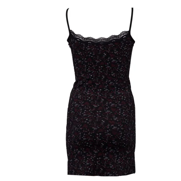 Robe nuisette noire fleurie à fines bretelles Femme BILL TORNADE