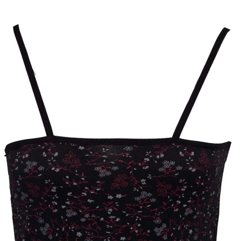 Robe nuisette noire fleurie à fines bretelles Femme BILL TORNADE