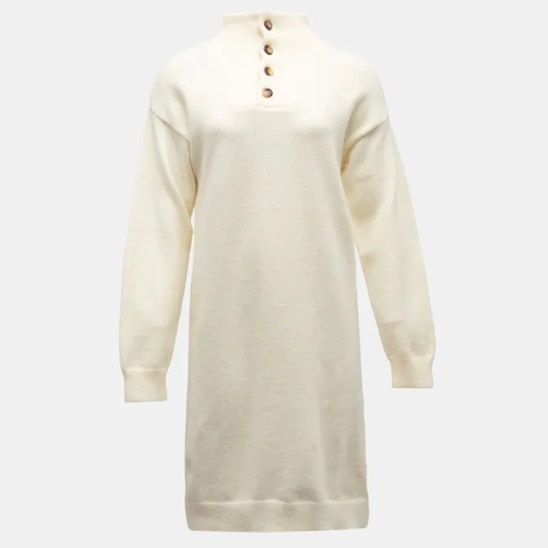 Robe pull hania crème col montant à bouton Femme DEELUXE 74