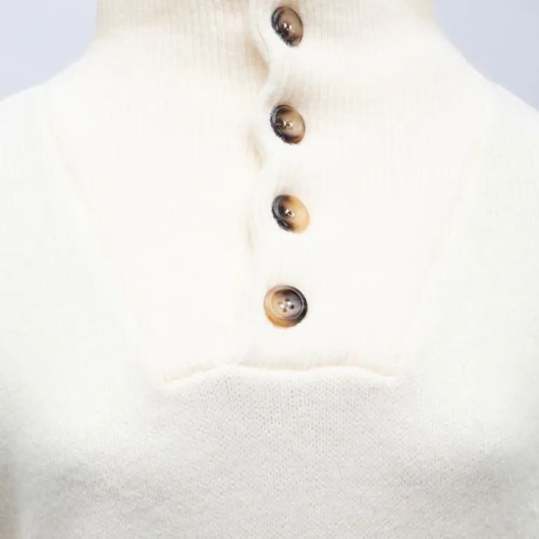 Robe pull hania crème col montant à bouton Femme DEELUXE 74