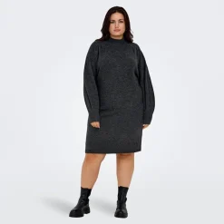 Robe pull longue en maille col montant manches ballons Femme ONLY CARMAKOMA