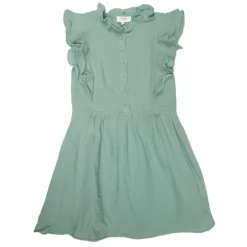 Robe vert menthe volants et boutons devant Enfant DEELUXE 74