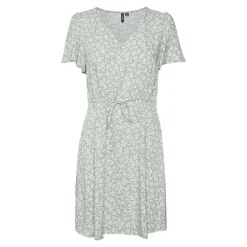 Robe verte manches courtes à petites fleurs Femme VERO MODA