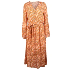 Robe yazzi manches longues orange col v Femme LA PETITE ETOILE