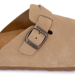 Sabots en cuir lisse daim à boucle Femme I AM