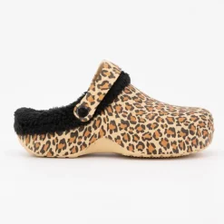 Sabots fourrés à motif léopard Femme KELARA