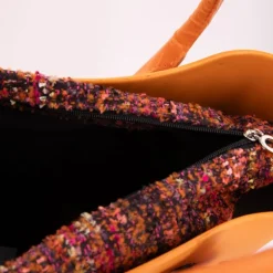 Sac cabas épaule pochette tweed zip 38x30x10cm Femme O BAG