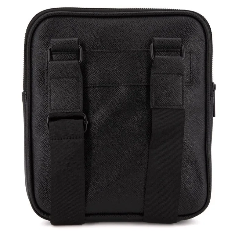 Sacoche similicuir texturé avec broderie rouge loup safiano 22x25x2cm Homme BILL TORNADE