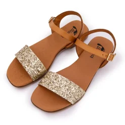 Sandale plate bride à paillettes Femme BIOSTOCK