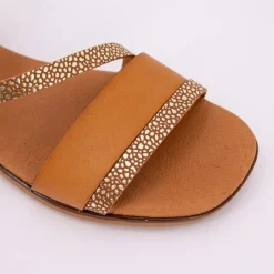 Sandales à bride marron dorée fuji avellana Femme BIOSTOCK