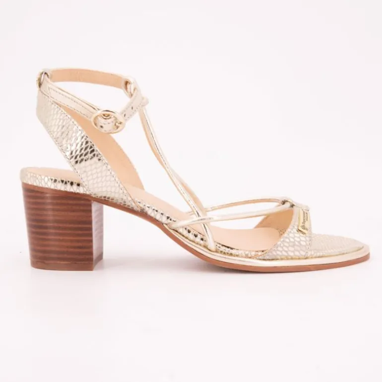 Sandales à talons 6cm Lilon or à motif serpent Femme LES TROPEZIENNES PAR M.BELARBI