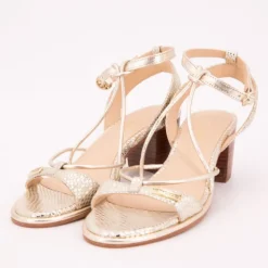 Sandales à talons 6cm Lilon or à motif serpent Femme LES TROPEZIENNES PAR M.BELARBI