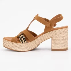 Sandales à talons imprimé léopard avec effet daim Femme CARLA TORTOSA