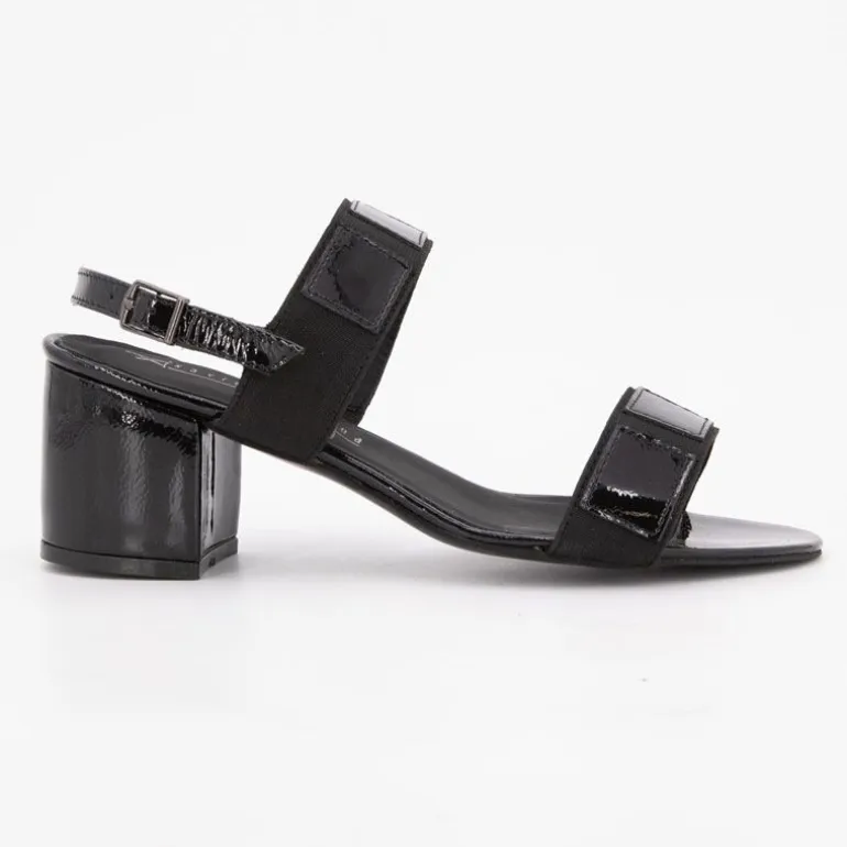 Sandales basses à talons épais noir brillant Femme XAVIER DANAUD