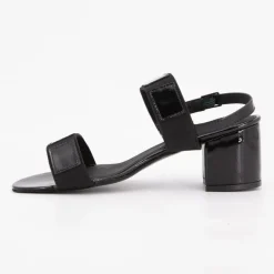 Sandales basses à talons épais noir brillant Femme XAVIER DANAUD