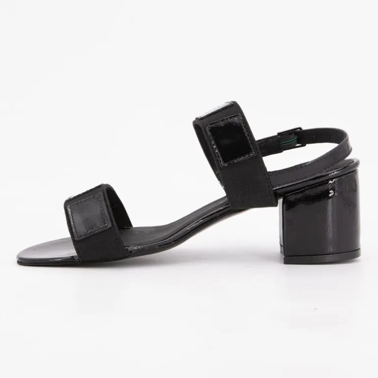 Sandales basses à talons épais noir brillant Femme XAVIER DANAUD