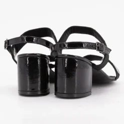 Sandales basses à talons épais noir brillant Femme XAVIER DANAUD