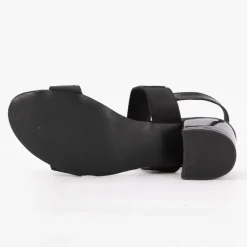 Sandales basses à talons épais noir brillant Femme XAVIER DANAUD