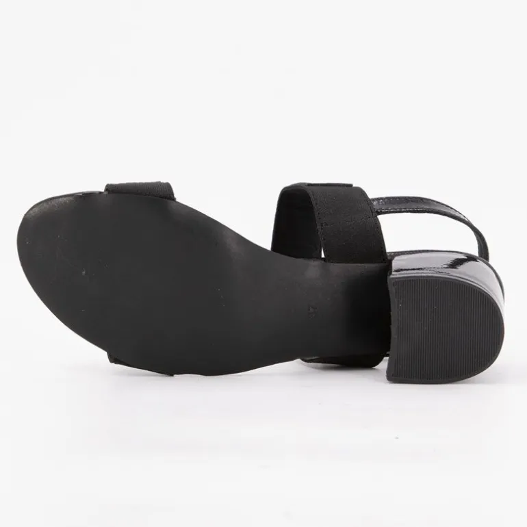 Sandales basses à talons épais noir brillant Femme XAVIER DANAUD