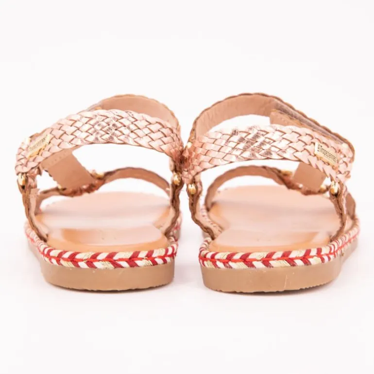 Sandales blister cuir tissé or rose Fille LES TROPEZIENNES PAR M.BELARBI