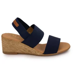 Sandales compensées bleu marine semelle tressée Femme PINAZ
