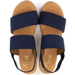 Sandales compensées bleu marine semelle tressée Femme PINAZ