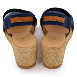 Sandales compensées bleu marine semelle tressée Femme PINAZ