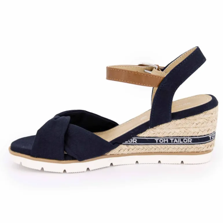 Sandales compensées couleur Navy semelle en corde Femme TOM TAILOR