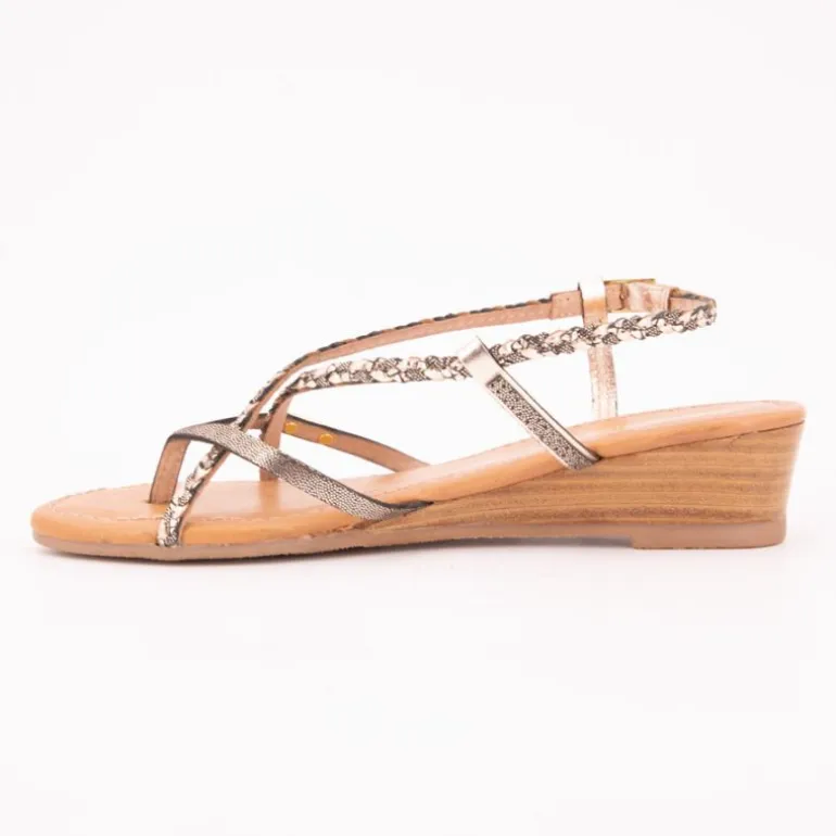 Sandales compensées cuir Homatres irisé avec tresses Femme LES TROPEZIENNES PAR M.BELARBI