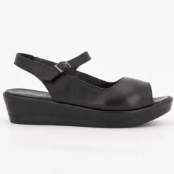 Sandales compensées cuir lisse noir Femme XAVIER DANAUD