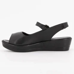 Sandales compensées cuir lisse noir Femme XAVIER DANAUD