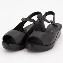 Sandales compensées cuir lisse noir Femme XAVIER DANAUD