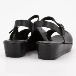 Sandales compensées cuir lisse noir Femme XAVIER DANAUD