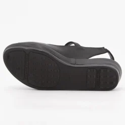 Sandales compensées cuir lisse noir Femme XAVIER DANAUD