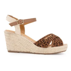 Sandales compensées imprimé léopard avec boucle doré Femme TOM TAILOR
