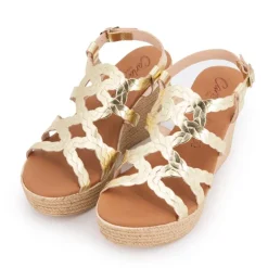 Sandales compensées lanières tressées avec boucle doré Femme CARLA TORTOSA