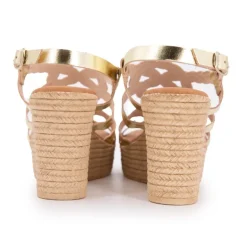 Sandales compensées lanières tressées avec boucle doré Femme CARLA TORTOSA