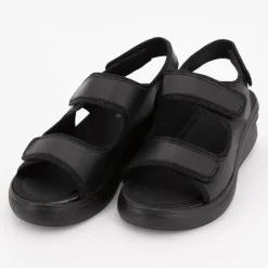 Sandales compensées noires cuir giuly avec deux scratchs Femme SCHOLL