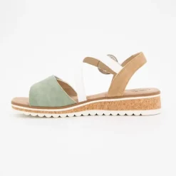 Sandales compensées sauge boucle dorée à scratch Femme ROMIKA