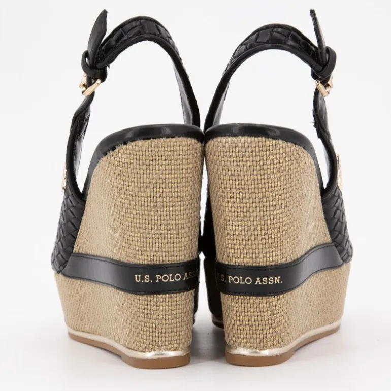 Sandales compensées tissés logo gold Femme US POLO